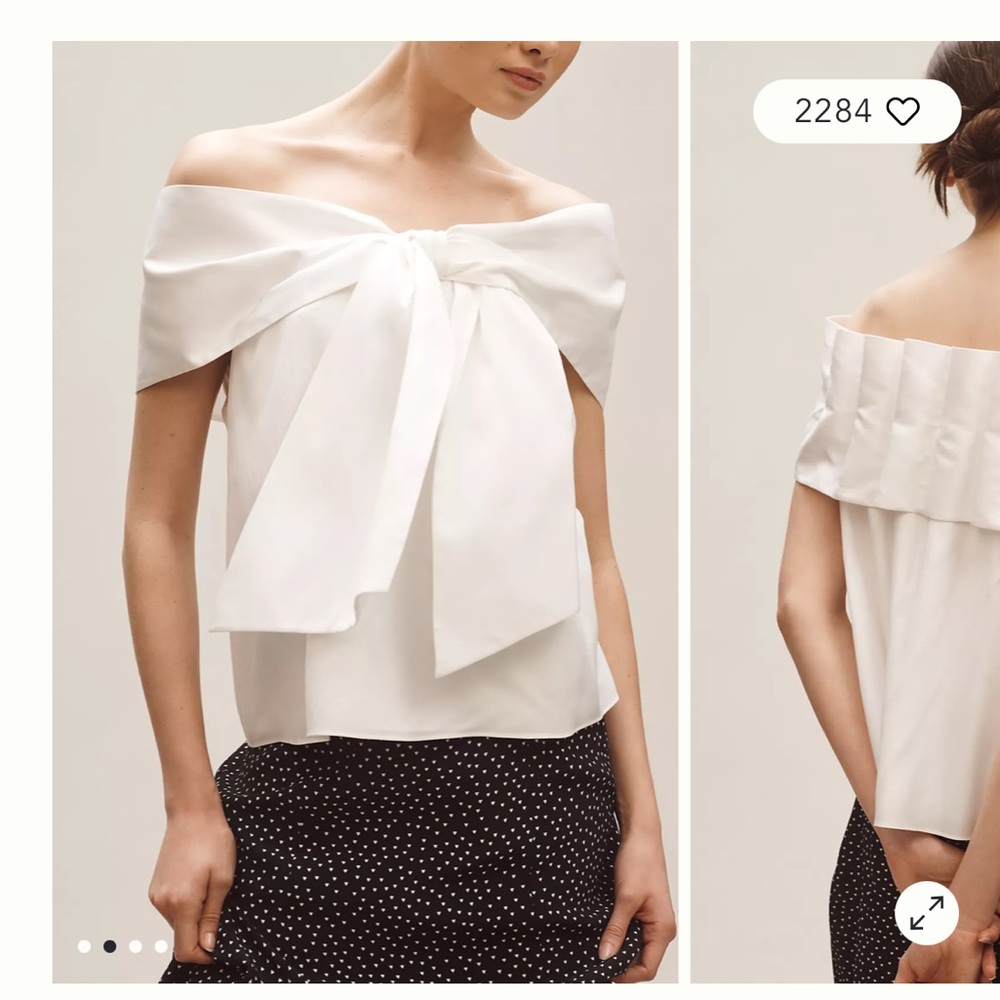 Anthropologie Maeve white bow off the shoulder top